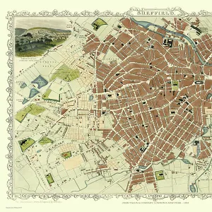 Old Map of Sheffield 1851 by John Tallis