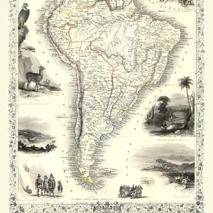 Old Map of South America 1851 by John Tallis