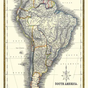 Old Map of South America 1852 by Henry George Collins