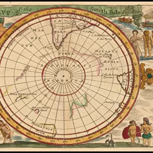Old Map of The South Pole originally Published by J. Seller 1684