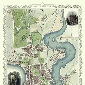 Old Map of Southampton 1851 by John Tallis