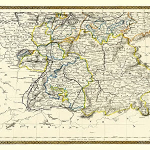 Old Map of Southern Germany 1852 by Henry George Collins
