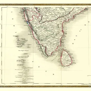 Old Map of Southern India 1852 by Henry George Collins