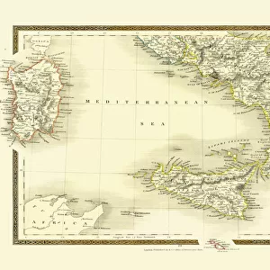 Old map of Southern Italy 1852 by Henry George Collins