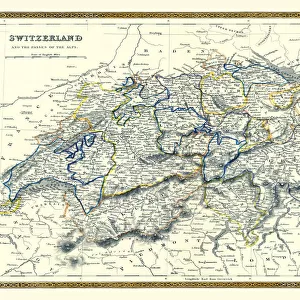 Old Map of Switzerland 1852 by Henry George Collins