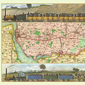 Old Map Titled "Travelling on the Liverpool to Manchester Railway 1830"