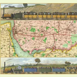 Old Map Titled "Travelling on the Liverpool to Manchester Railway 1830"