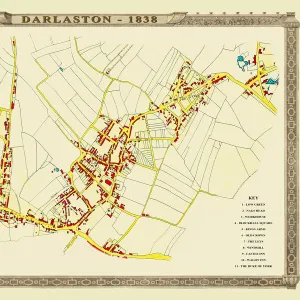 Old Map of the Town of Darlaston in the West Midlands 1838