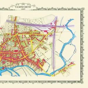 Old Map of the Town of Tamworth in Staffordshire 1885