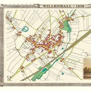 Old Map of the Town of Willenhall showing the Old Church of St Giles in 1838