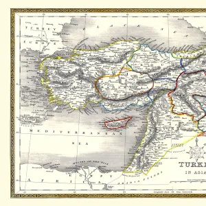 Old Map of Turkey in Asia 1852 by Henry George Collins