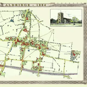 Old Map of the Village of Aldridge in Staffordshire1884