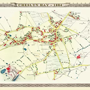 Old Map of the Village of Cheslyn Hay in Staffordshire 1884