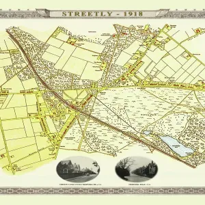 Mapa antiguo del pueblo de Streetly cerca de Sutton Coldfield 1918.