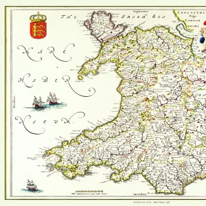 Old Map of Wales 1648 by Johan Blaeu from the Atlas Novus