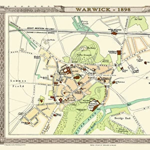 Old Map of Warwick 1898 from the Royal Atlas by Bartholomew