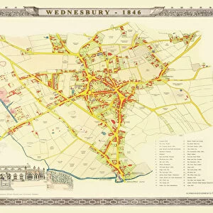 Old Map of Wednesbury Town in the Black Country 1846