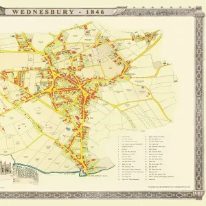 Old Map of Wednesbury Town in the Black Country 1846