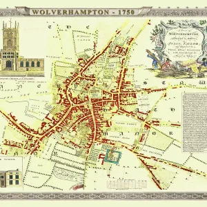 Old Map of Wolverhampton 1750 by Isaac Taylor