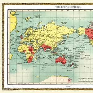 Old Map of the World 1908