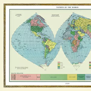 Old Map of the World 1939