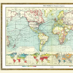 Old Map of the World 1945