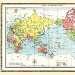 Old Map of the World 1958