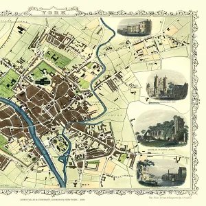 Old Map of York 1851 by John Tallis