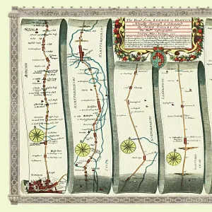 Old Road Strip Map (PLATE 5) The Road from London to Barwick