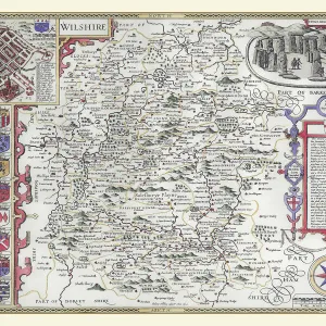 OldCounty Map of Wiltshire 1611 by John Speed