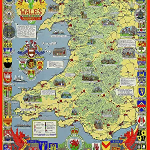 Pictorial History Map of Wales and Monmouth 1966