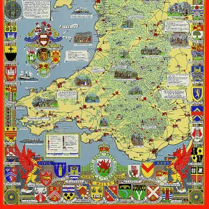 Pictorial History Map of Wales and Monmouth 1966