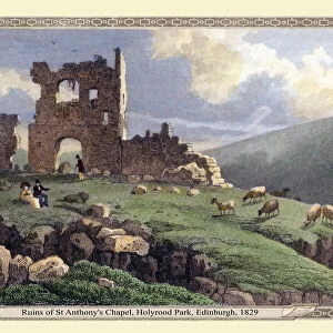 Ruins of St Anthonys Chapel, Holyrood Park, Edinburgh 1831