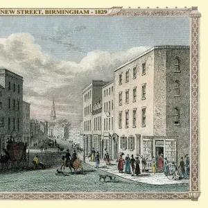 View down New Street in Birmingham 1829