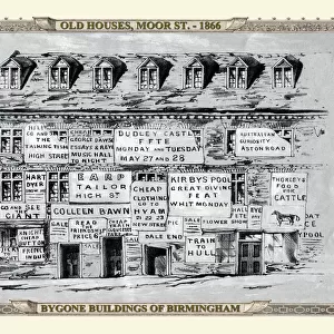 View of Old Houses in Moor Street, Birmingham 1866