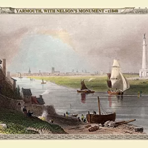 View of Yarmouth, with Nelsons Monument 1840
