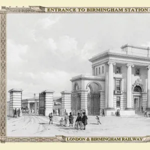 Views on the London to Birmingham Railway - Entrance to Birmingham Station 1839