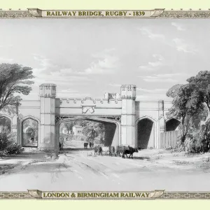 Views on the London to Birmingham Railway - Railway Bridge at Rugby 1839