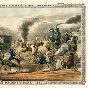 A Vision of Steam Travel Without The Railways - Regents Park 1831 (Alkens Illustrations of Modern Prophecy)