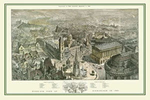 Birmingham Map Gallery: Birds Eye View of Birmingham In 1886