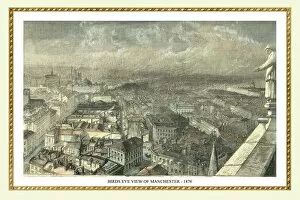 19th & 18th Century English Views PORTFOLIO Gallery: Birds Eye View of Manchester from the New Town Hall Tower 1876