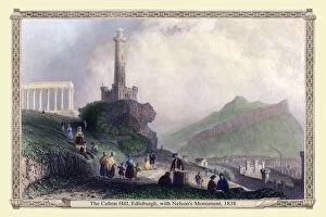 Edinburgh Gallery: The Calton Hill, Edinburgh, with Nelsons Monument, 1838
