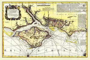 Islands around Britain PORTFOLIO Gallery: Early Coastal Survey Map of the Isle of Wight, Spithead and Portsmouth Harbour 1794