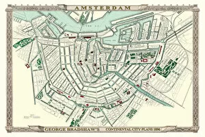 Images Dated 5th November 1896: George Bradshaws Plan of Amsterdam, Holland 1896