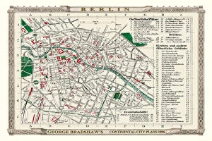 Bradshaw Map Gallery: George Bradshaws Plan of Berlin, Germany 1896