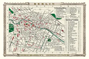 Maps of Germany PORTFOLIO Collection: George Bradshaws Plan of Berlin, Germany 1896