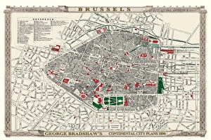 Europe City Plan Collection: George Bradshaws Plan of Brussels, Belgium 1896