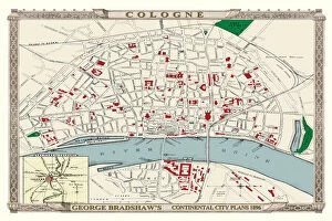 Maps of Germany PORTFOLIO Collection: George Bradshaws Plan of Cologne, Germany 1896