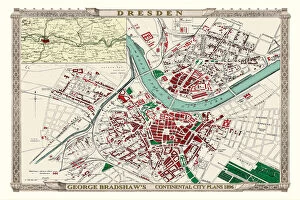 Bradshaw Map Gallery: George Bradshaws Plan of Dresden, Germany 1896