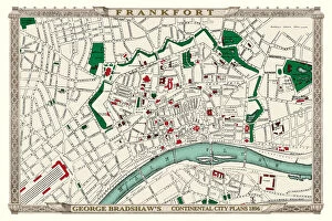 Bradshaw Map Gallery: George Bradshaws Plan of Frankfort, Germany 1896